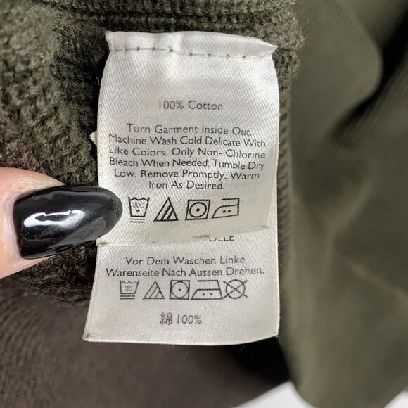 Y2K VTG Eddie Bauer Sz XLT Henley Sweater 1/4 Button Pull Over Long Sleeve Green - Picture 4 of 9